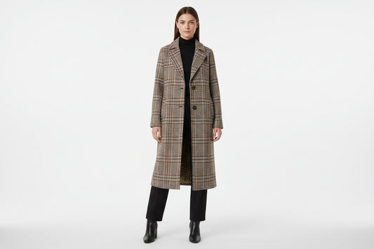 Mixed Media Long Plaid coat