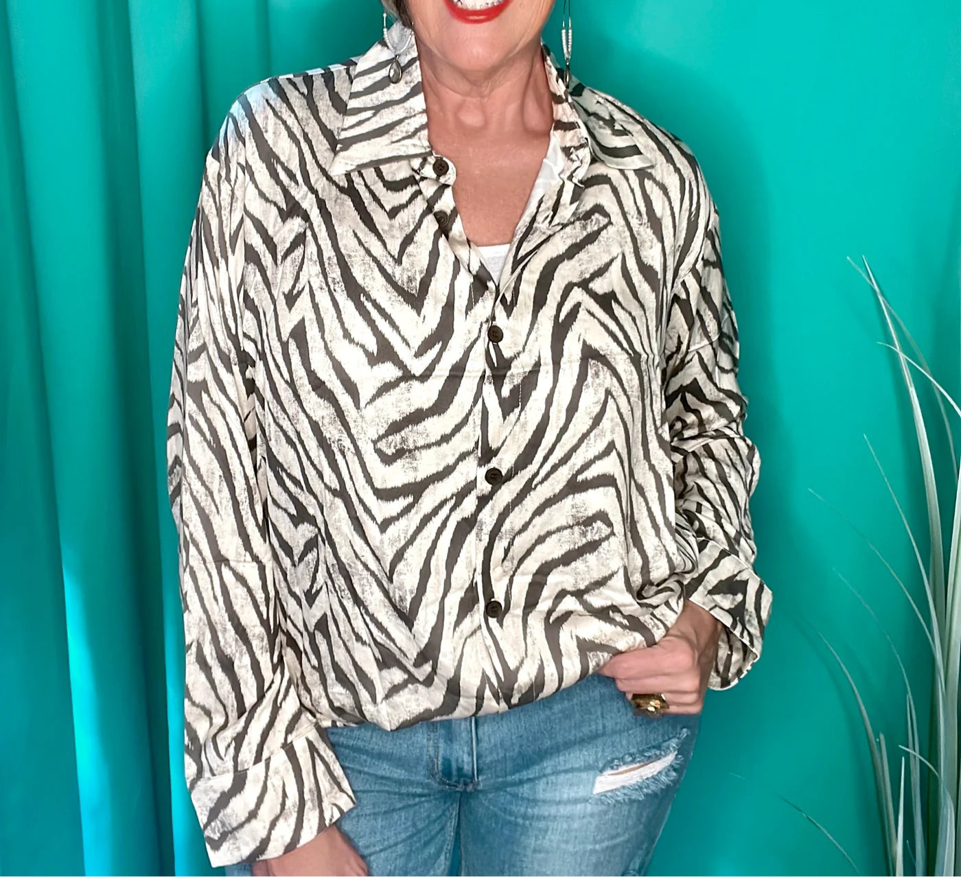 Katie• Zebra Print Long Sleeve Top