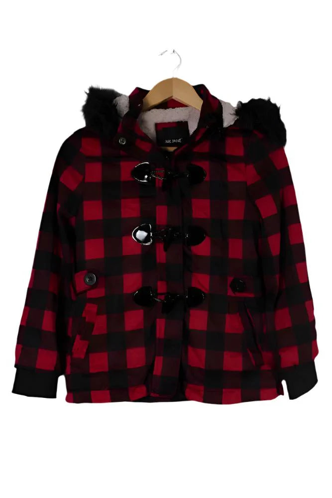 Kid's Plaid Faux Fur Hoodie
