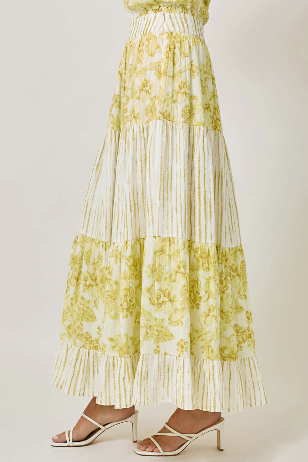 MIXED MEDIA MAXI SKIRT•Yellow