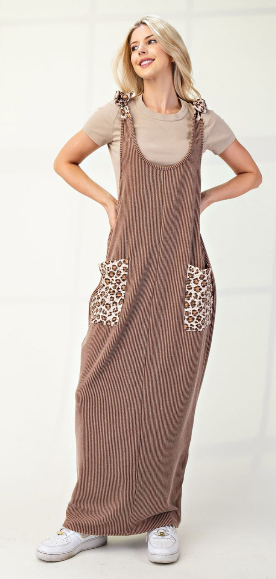 Animal Print long Overall Dress