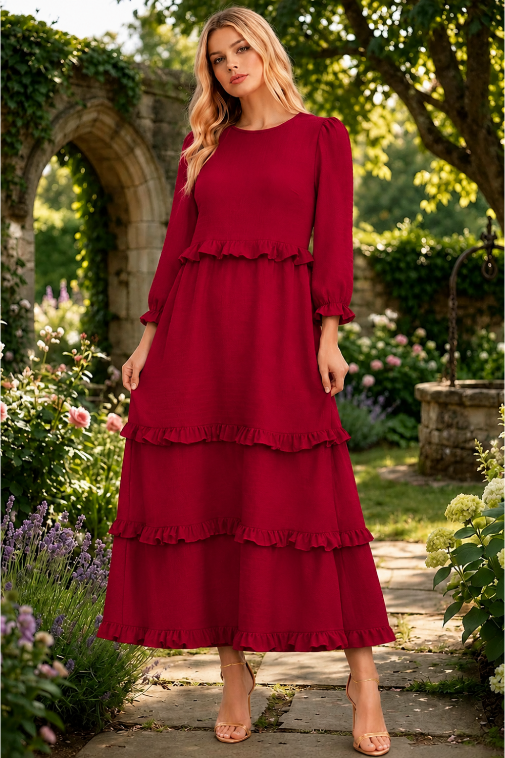 Renee Ruffle Tiered Midi Dress
