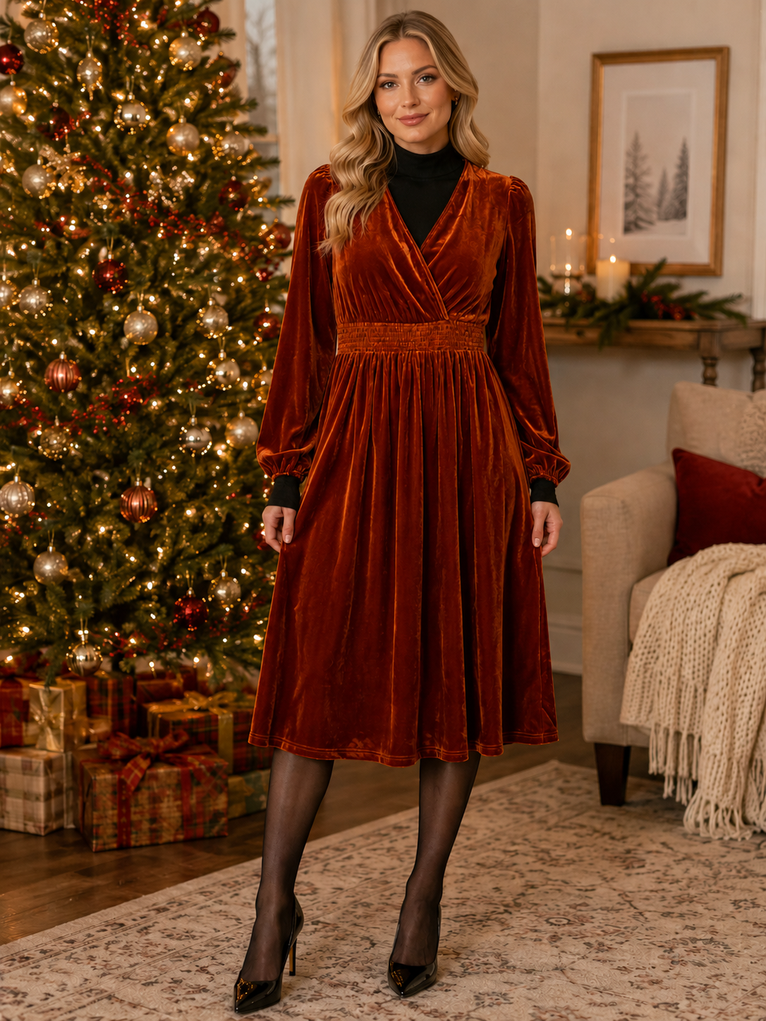 Wrapped in Velvet Dress