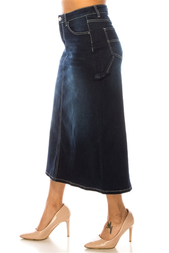 Denim Midi utility skirt