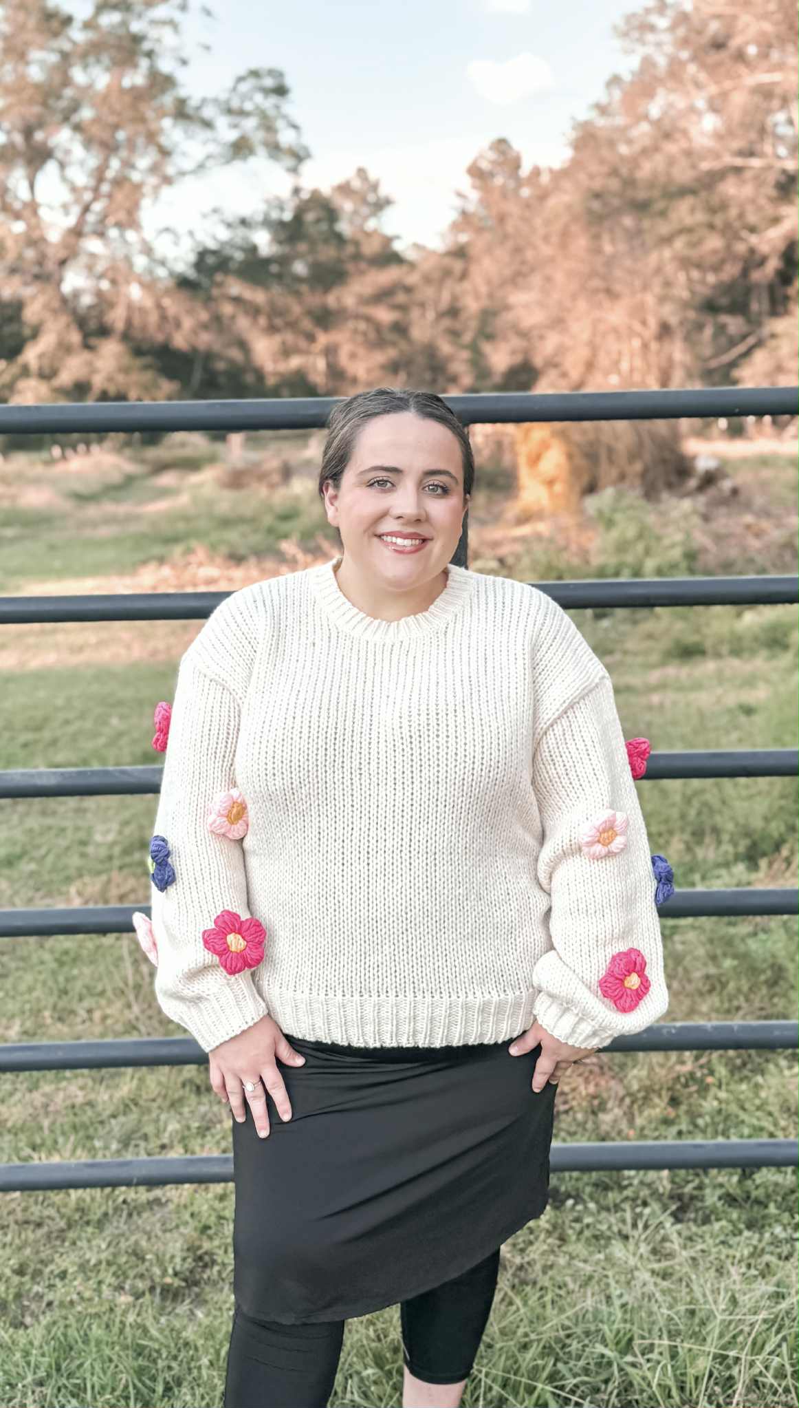 3D Floral Knit Pullover Sweater