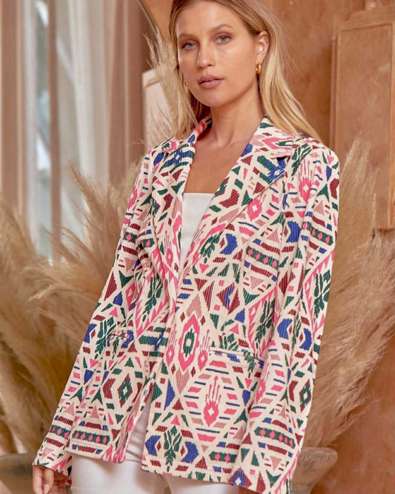 Aztec Multicolor Corduroy Shacket