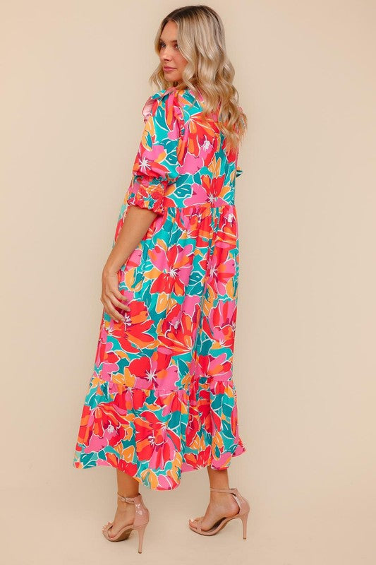 Maxi Dress W/ Smocked Detail Short Sleeve