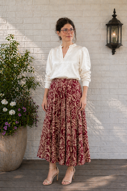 Satin Pleated Skirt