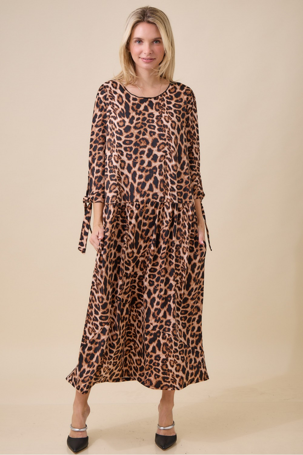 Plus Elegant Animal Print Midi-Dress