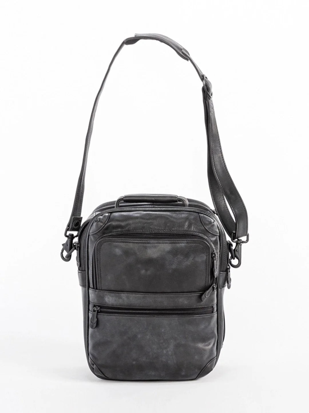 Classic Black Multi-Pocket Messenger Bag