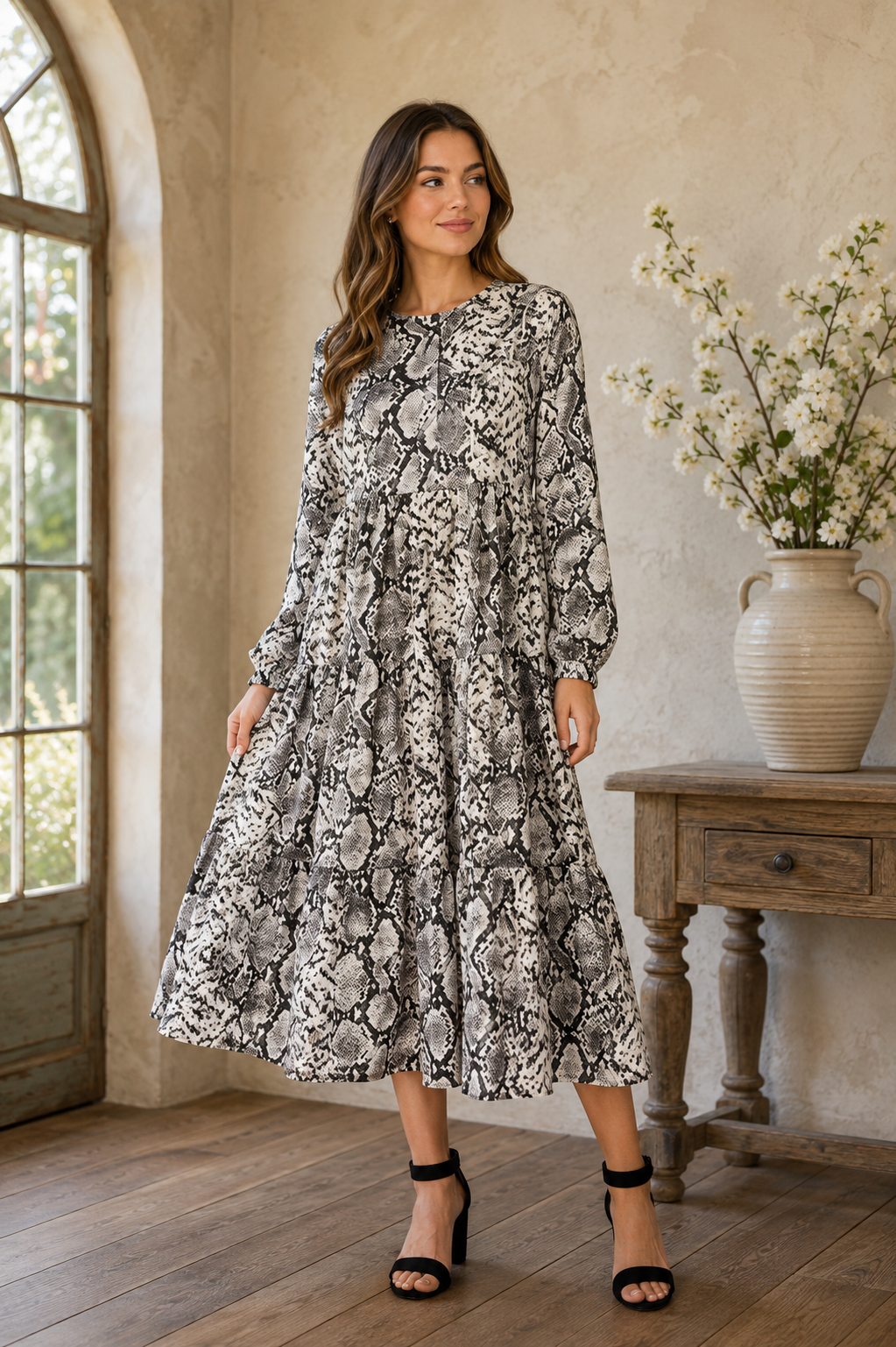 Snake Skin Print Maxi Dress