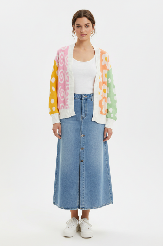 Whimsical Multi Block Cardigan
