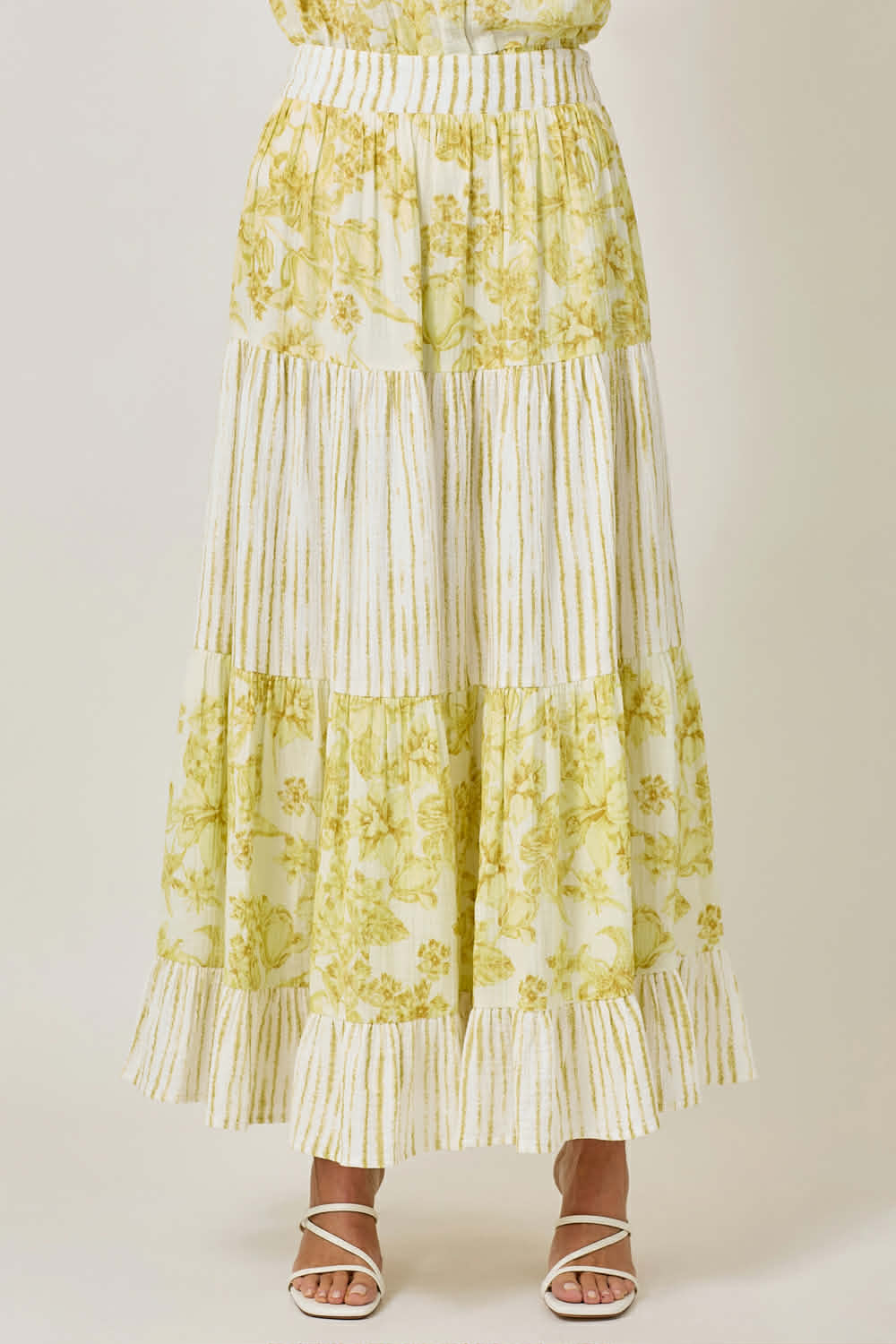 MIXED MEDIA MAXI SKIRT•Yellow
