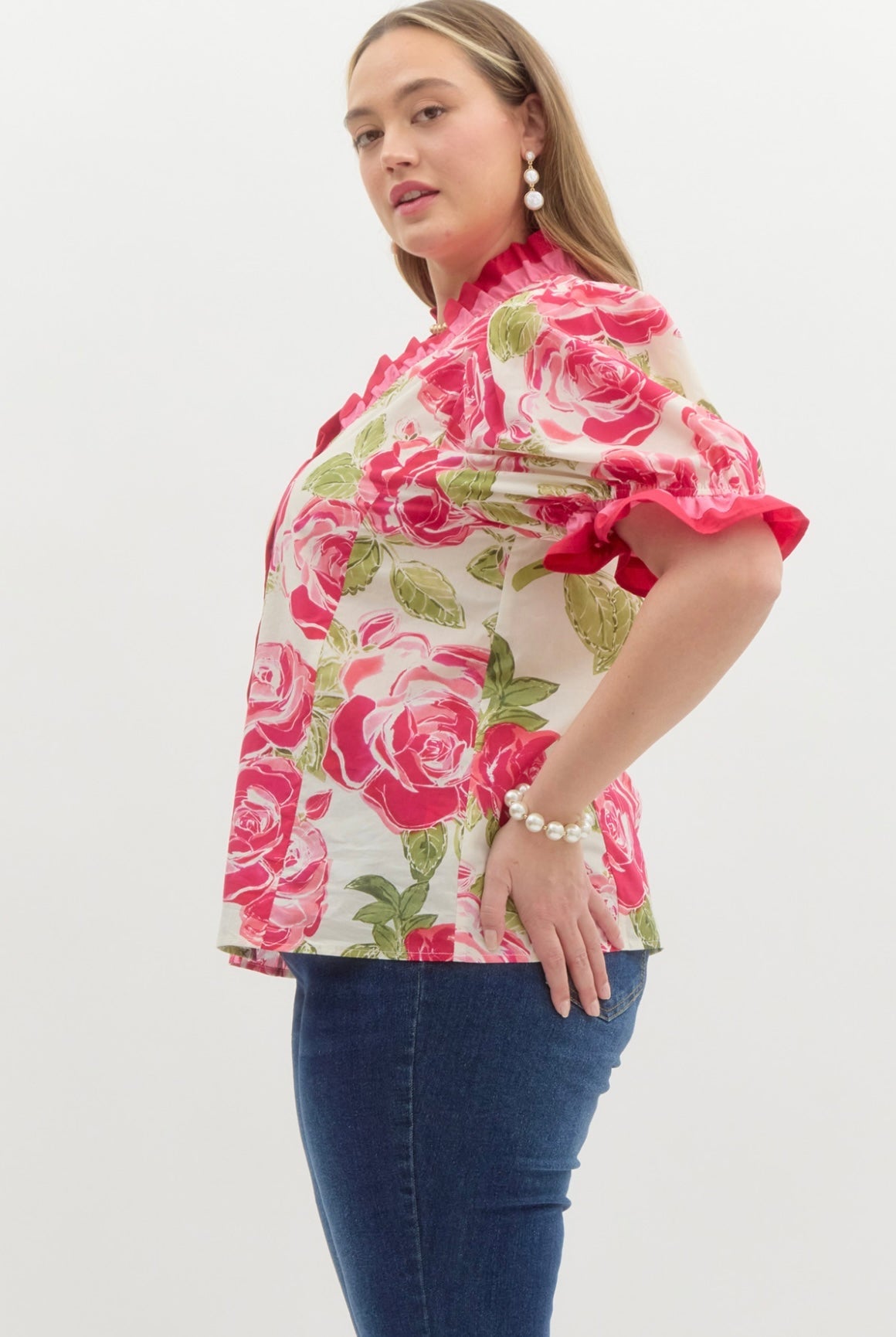 Rose Puff Sleeve Top