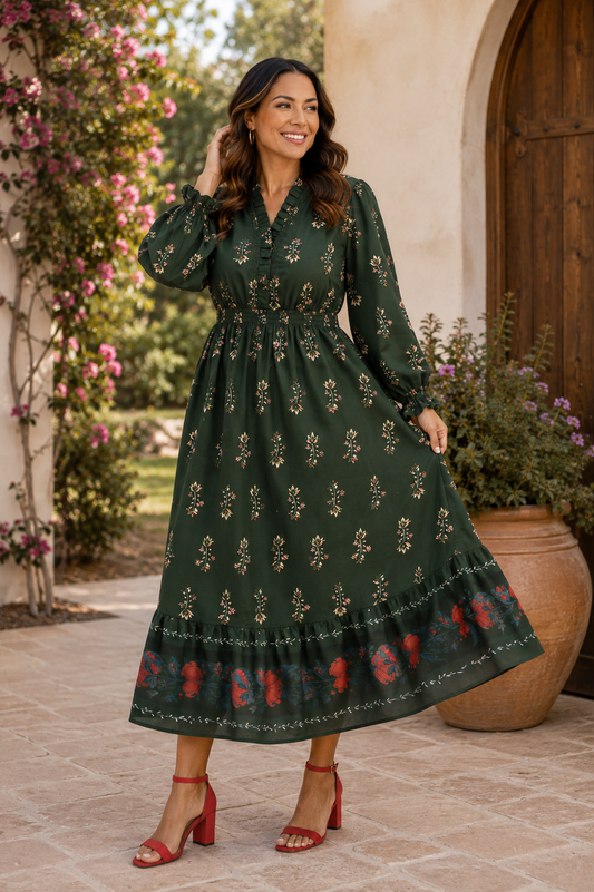 Forest Green Midi Dress