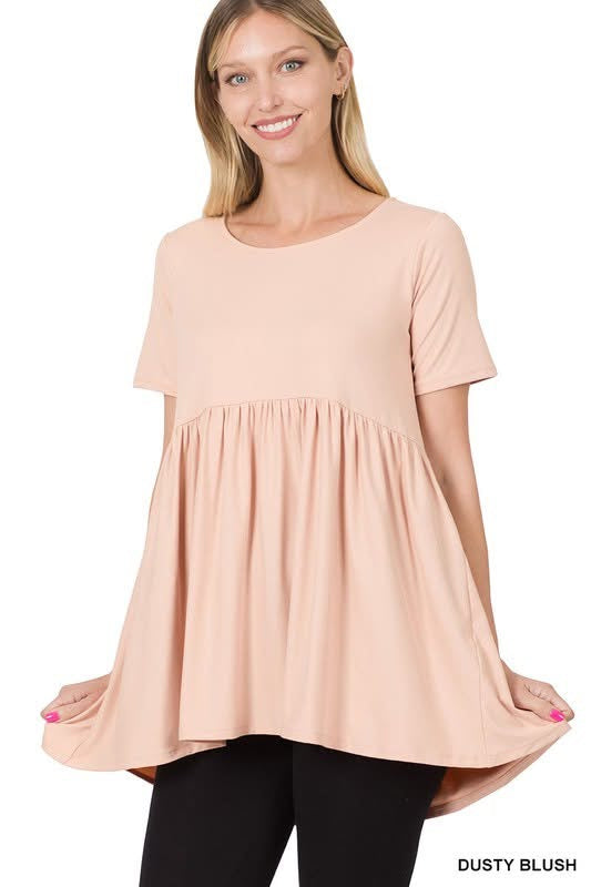 Dusty Blush Baby Doll Tunic