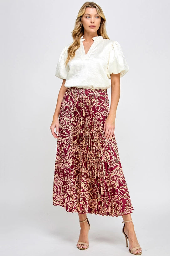 Satin Pleated Skirt