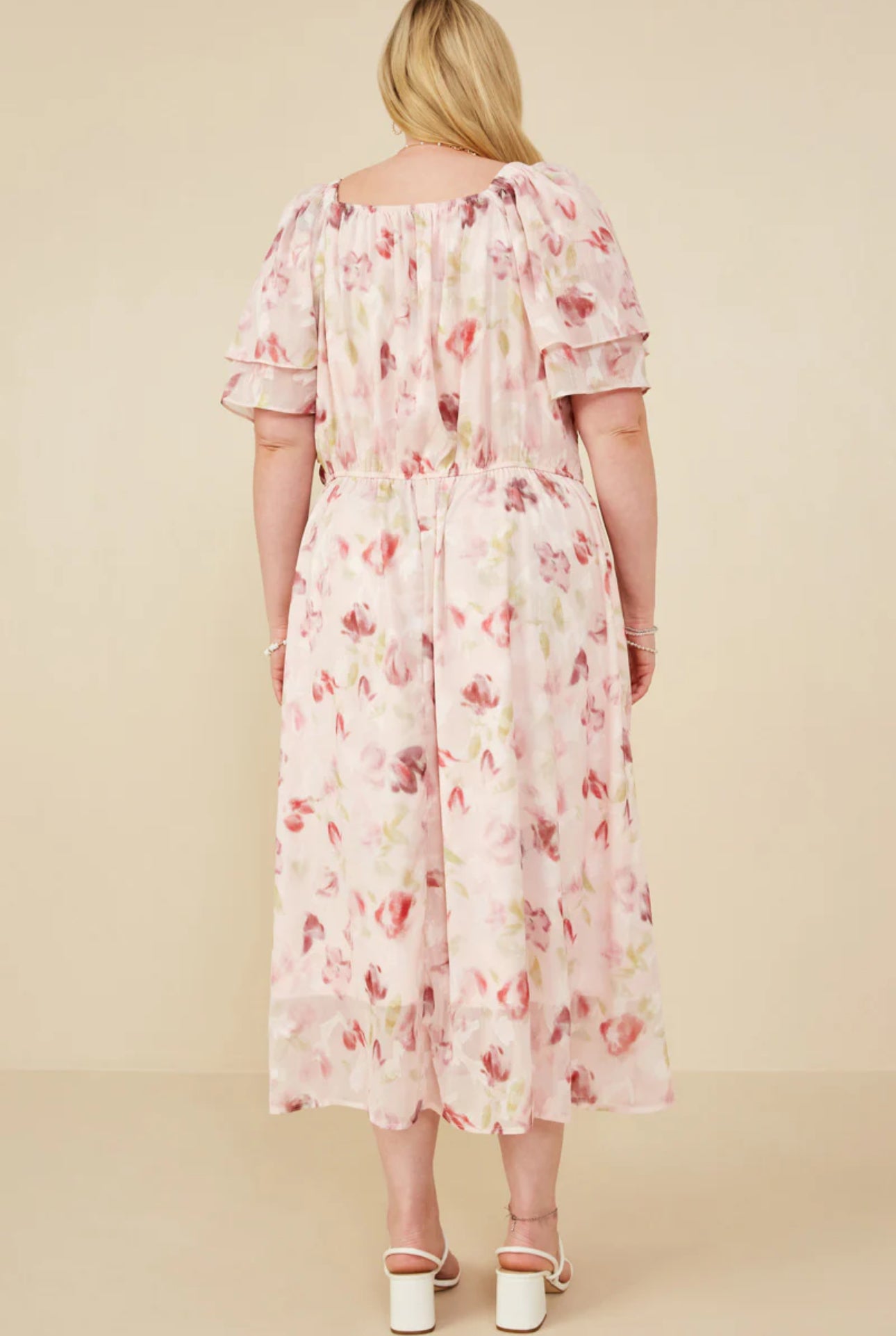 Blush Smocked Floral Dress