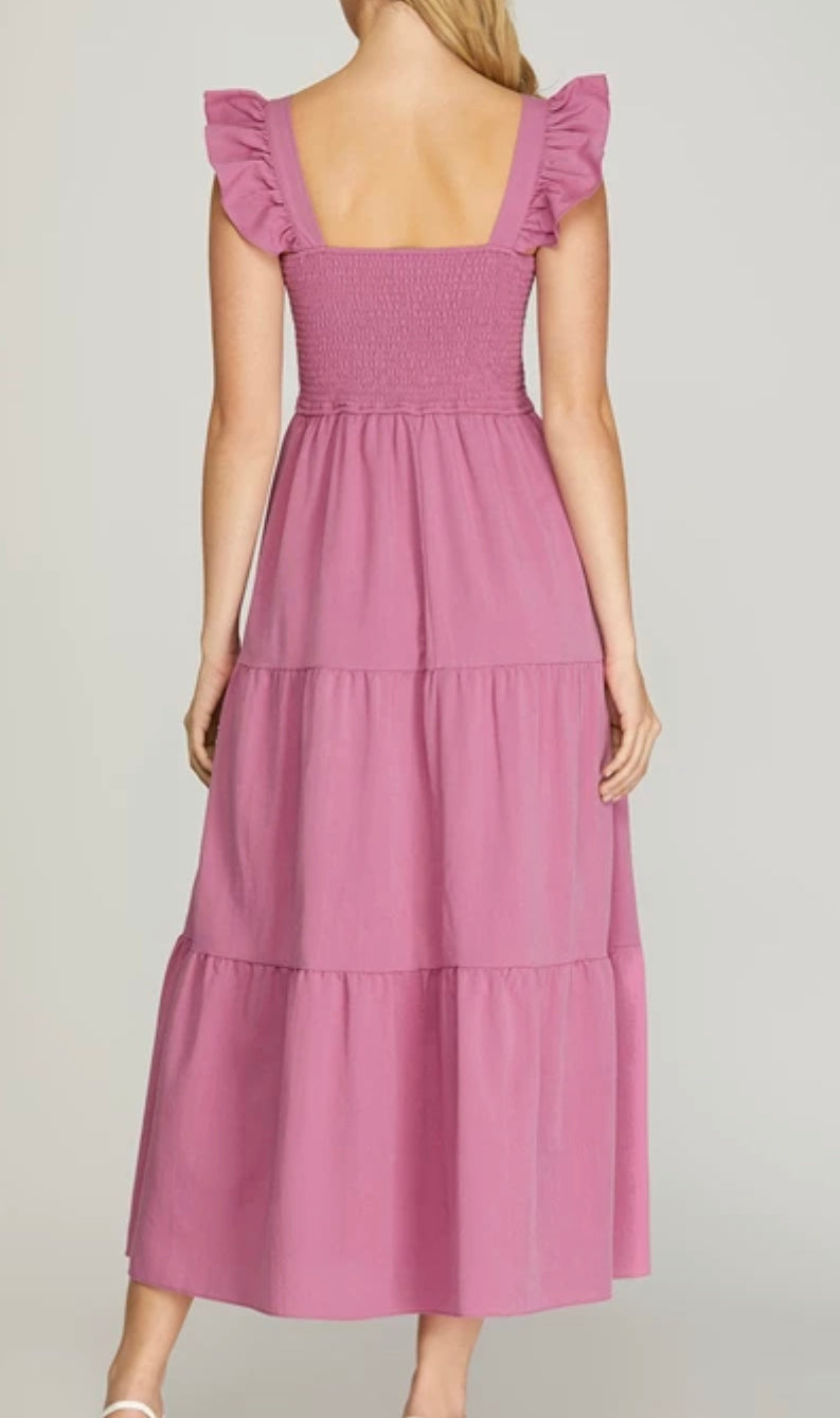 Sleeveless Smocked Tiered Dress