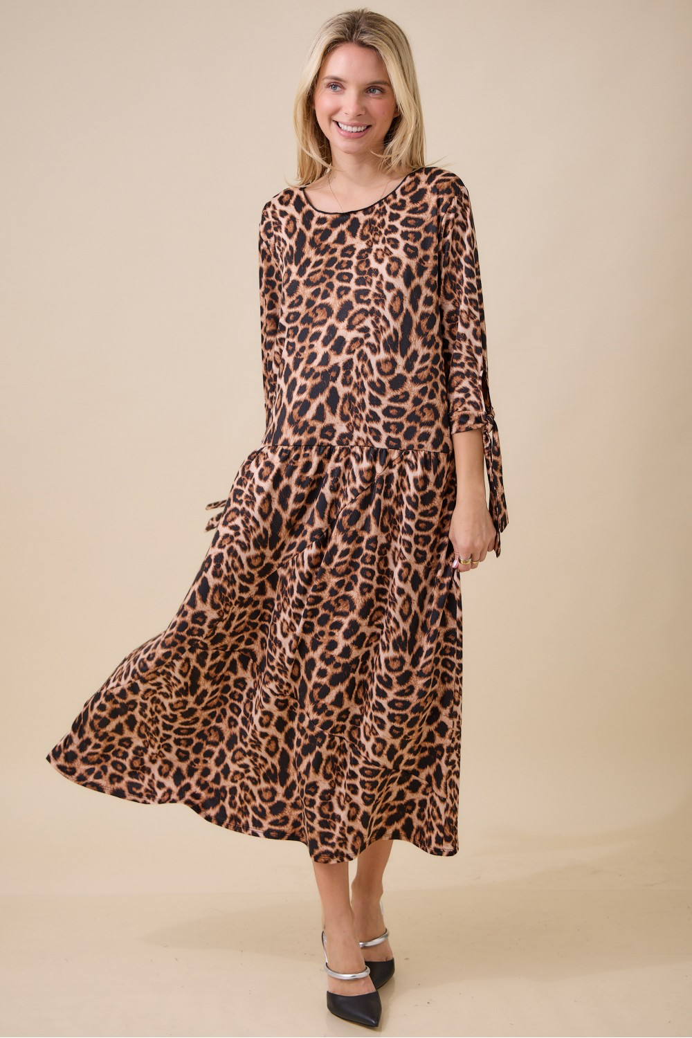 Plus Elegant Animal Print Midi-Dress