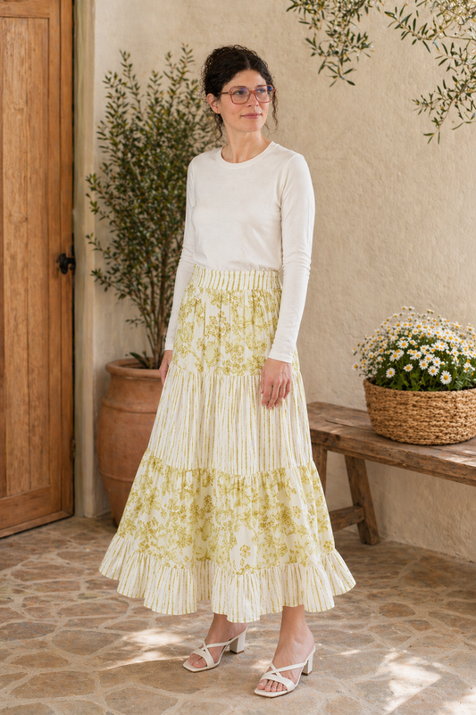MIXED MEDIA MAXI SKIRT•Yellow