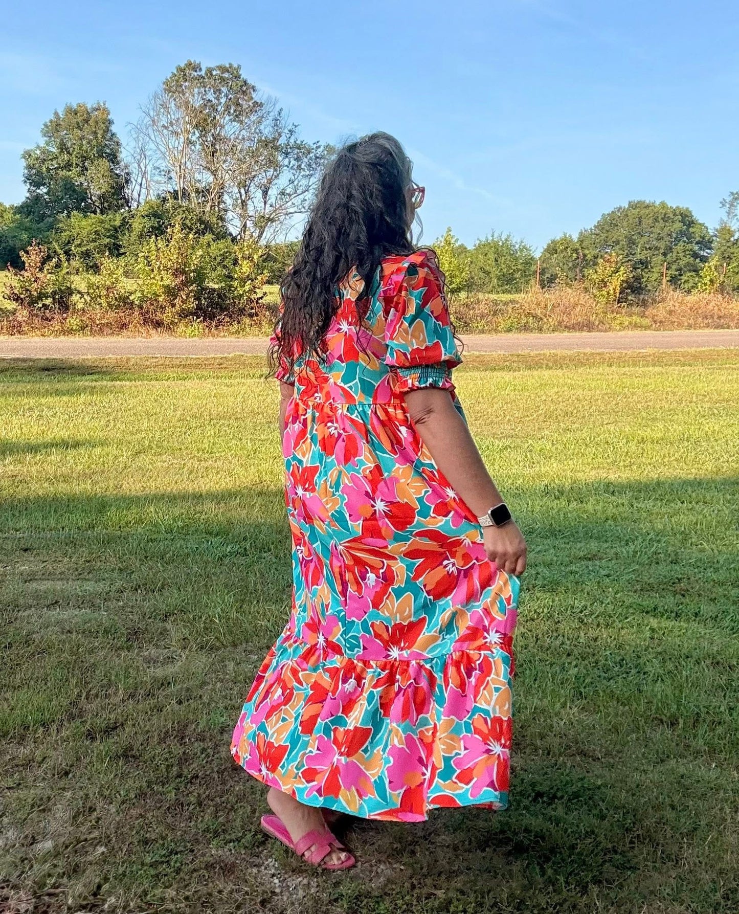 Maxi Dress W/ Smocked Detail Short Sleeve