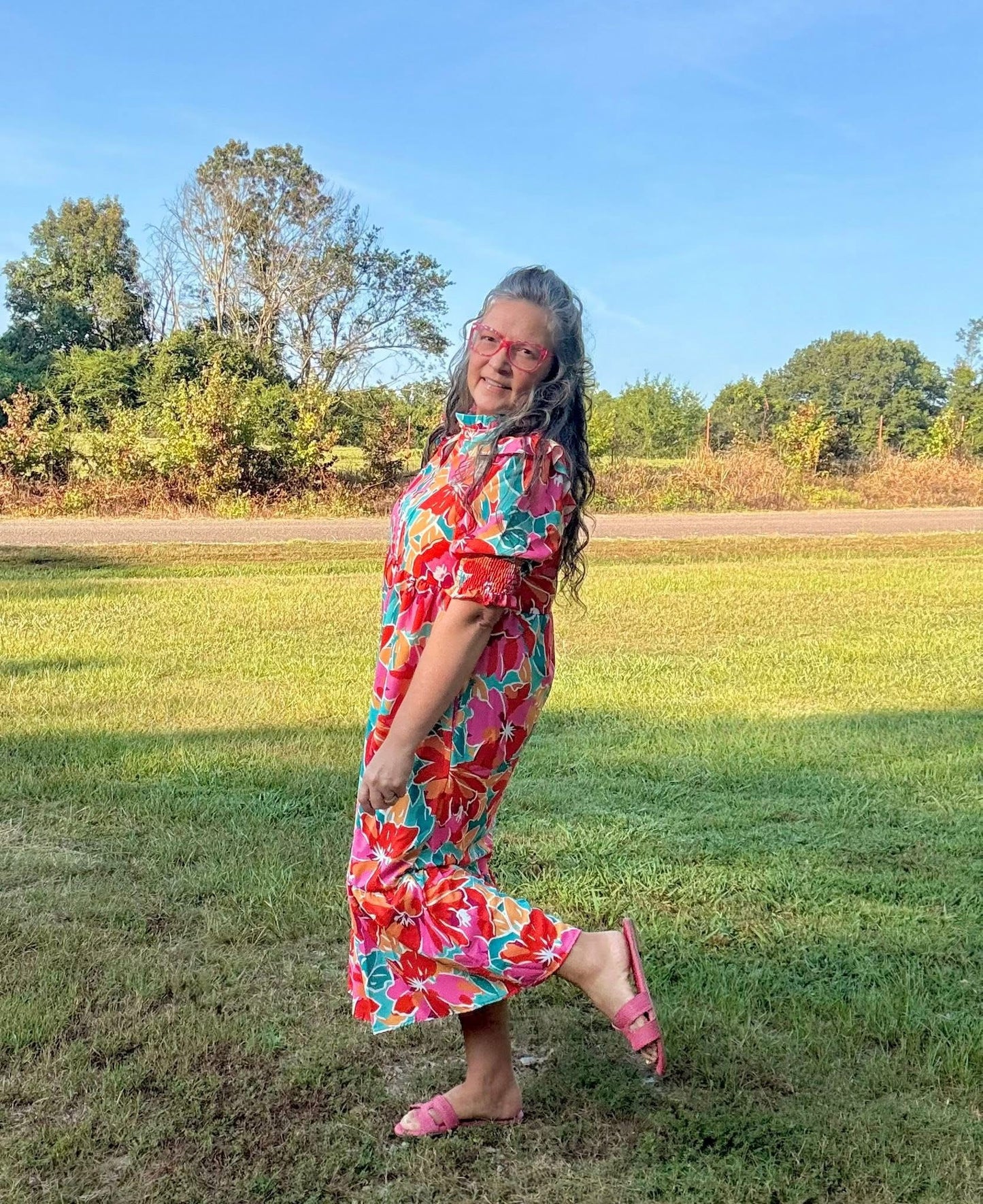 Maxi Dress W/ Smocked Detail Short Sleeve