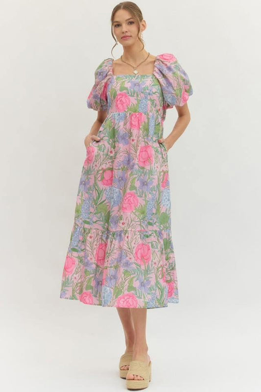 Blooming Grace Floral Midi Dress