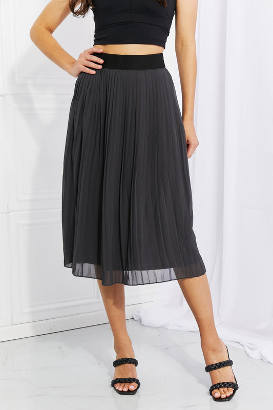 Zenana Woven Chiffon High Waist Pleated midi Skirt
