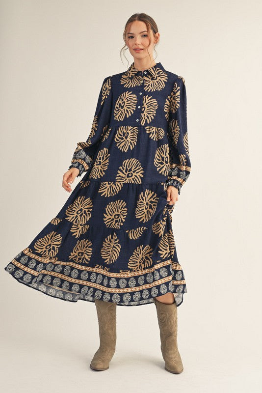 Navy and Dark Tan Maxi