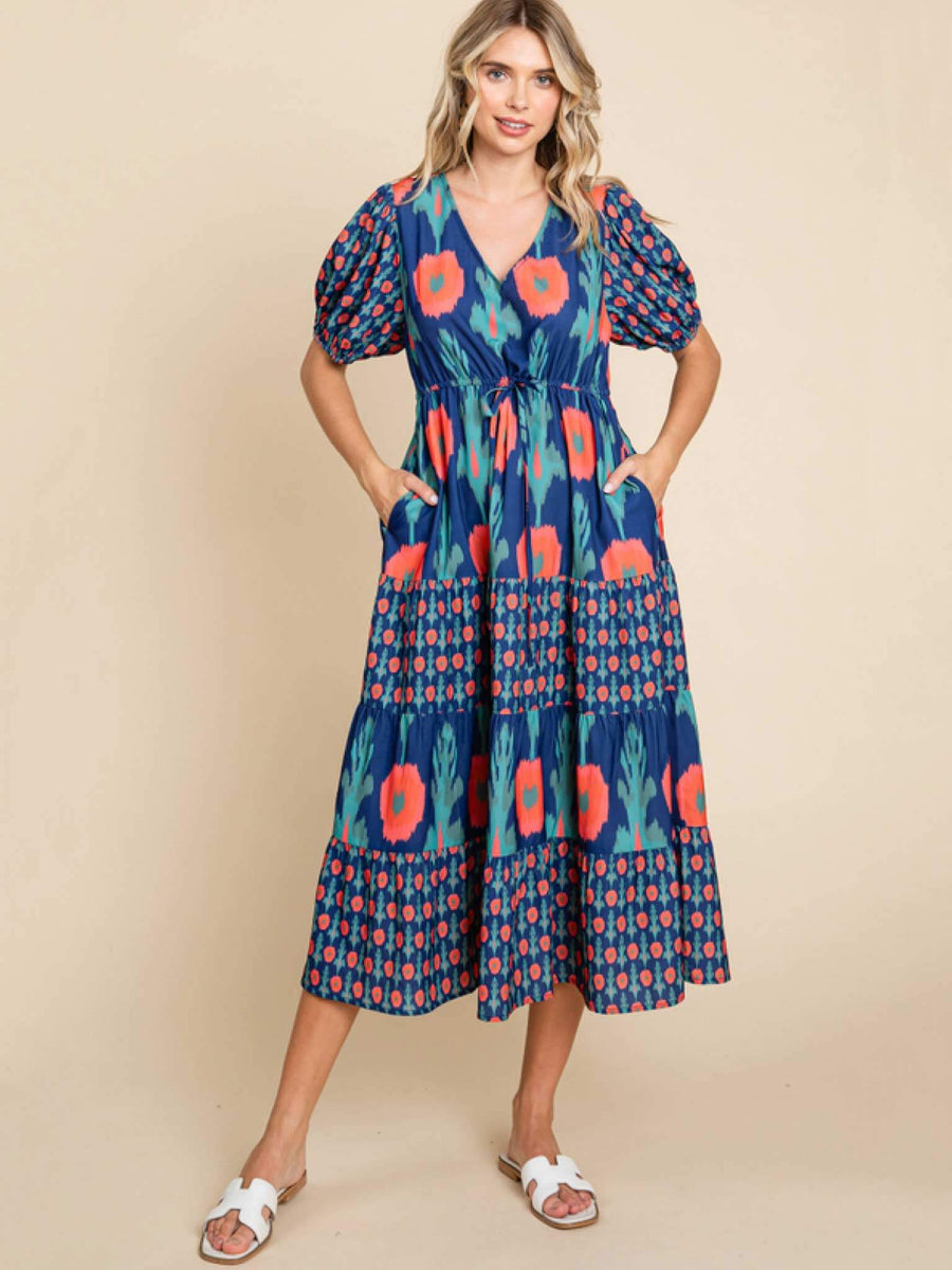 Navy Floral Print Midi Dress * last one