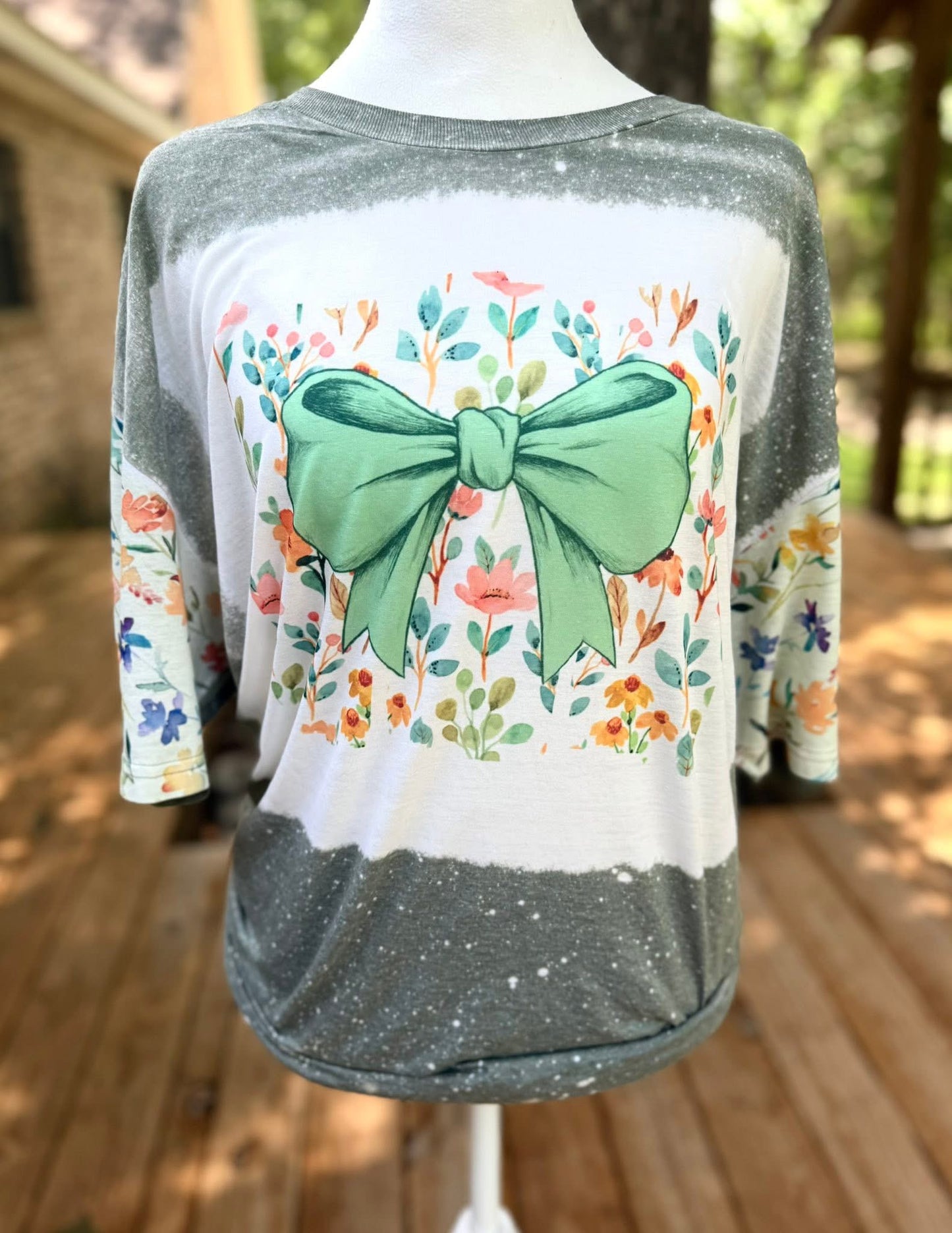 Mint Bow  Floral Tee (Preorder)