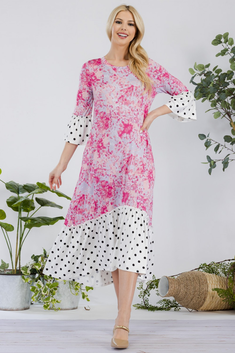 Pink/Ivory Polkadot Dress