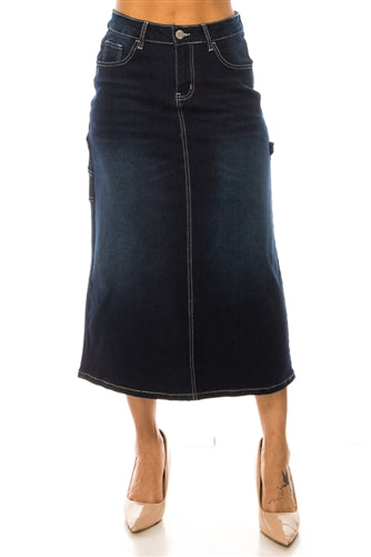Denim Midi utility skirt