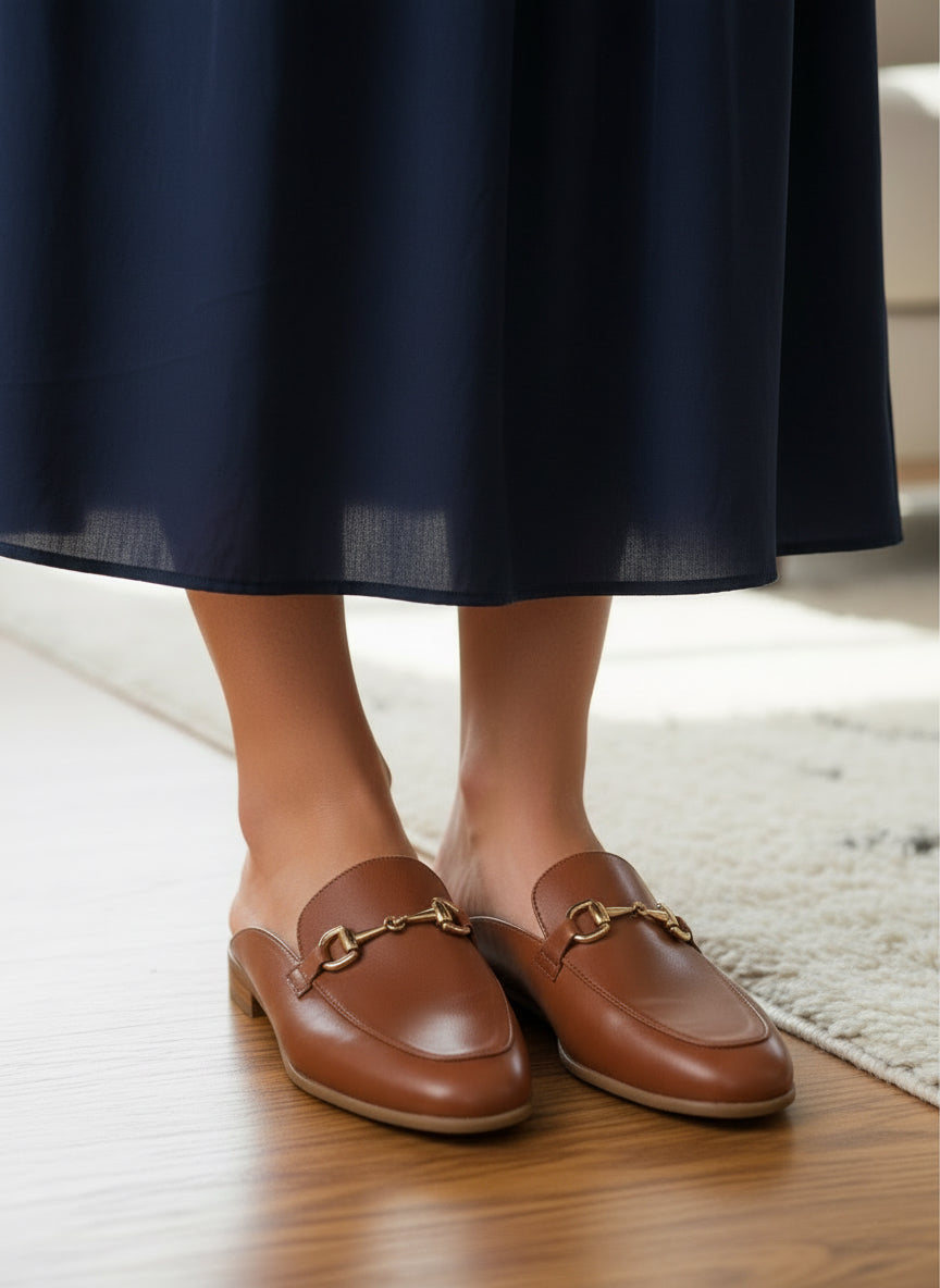 Corkys Charmer Loafer Slides Cognac