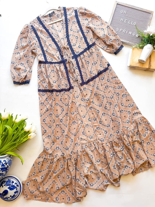 Paisley• Tan Maxi Kimono
