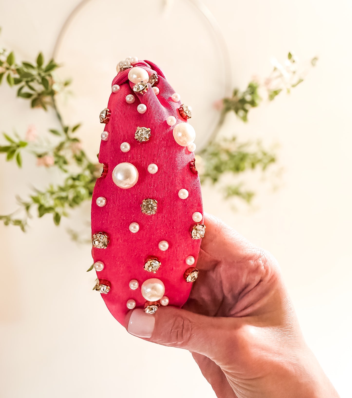 Pink Pearl and Rhinestone Headband