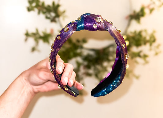 Metallic Rhinestone Knotted Headband