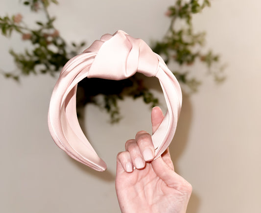 Pink Satin Knotted Headband