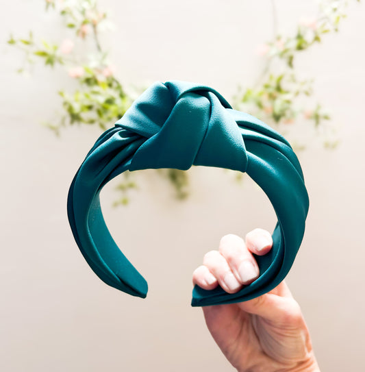 Dark Teal Satin Knotted Headband