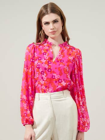 Floral Ballon Sleeve Top