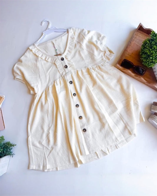 Julie• Beige Thermal Botton Tunic