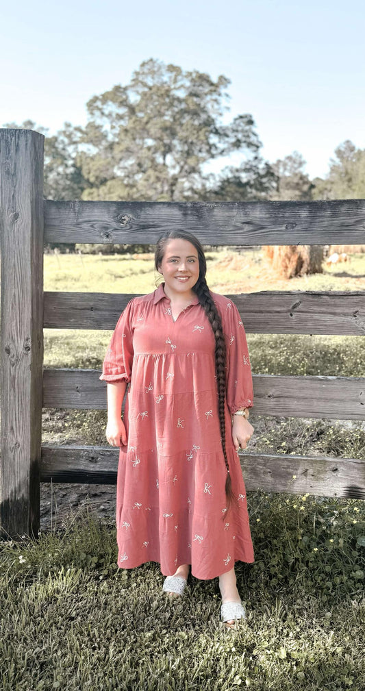 Gracelyn• Bow Mauve Maxi Dress