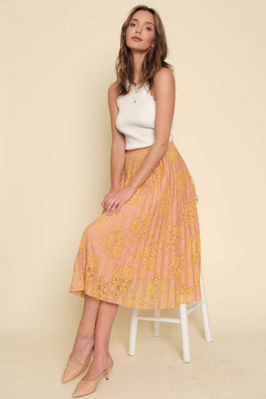 Kellie• Flower Lace Pleat Skirt