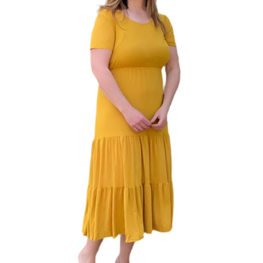 Suzanne• Mustard Tiered Dress