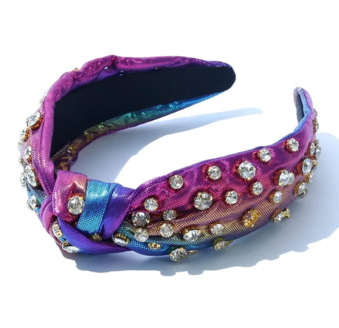 Metallic Rhinestone Knotted Headband