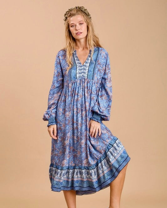 Boho Paisley Midi Dress